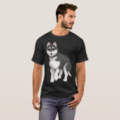 Black and White Siberian Husky Dog with Brown Eyes T-Shirt (Vorne ganz)
