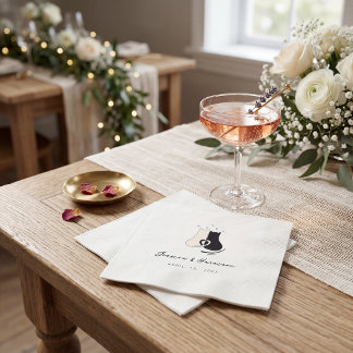 Black and white simple  Cat Modern Wedding Napkin Serviette