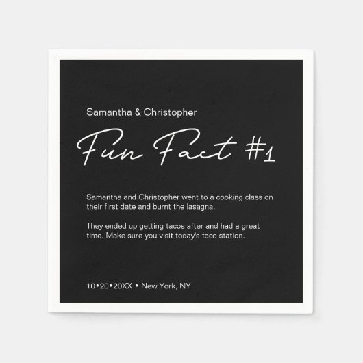 Black and White Simple Couple Fusion-Fakt Hochzeit Serviette (Vorderseite)