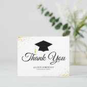 black and white simple graduation thank you postkarte (Stehend Vorderseite)