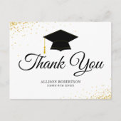 black and white simple graduation thank you postkarte (Vorderseite)