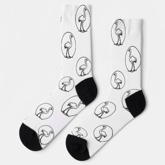 Black and White Simple Ostrich Socks Socken (Linkes Detail)