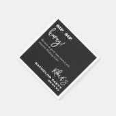 Black and White Sip Sip Hooray Bachelor Pary Groom Serviette (Ecke)