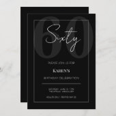 Black and White Sixty 60th Birthday Celebration  Einladung (Vorne/Hinten)