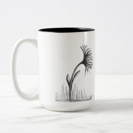 Black and White Sketch of Flower on coffee mug Zweifarbige Tasse