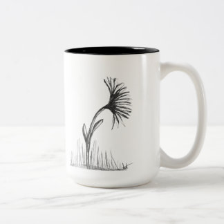 Black and White Sketch of Flower on coffee mug Zweifarbige Tasse