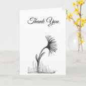 Black and White Sketch of Flower on Note Card Karte (Gelbe Blume)