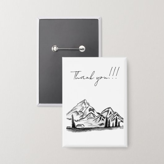 black and white sketch of Mountains Button (Vorderseite/Rückseite)