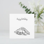 black and white sketch of Mountains Dankeskarte (Stehend Vorderseite)