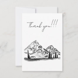 black and white sketch of Mountains Dankeskarte