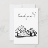 black and white sketch of Mountains Dankeskarte (Vorderseite)