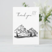 black and white sketch of Mountains Dankeskarte (Stehend Vorderseite)