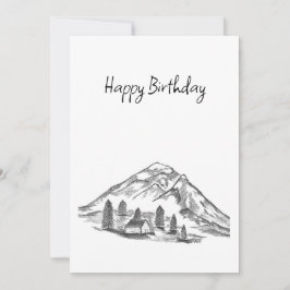 black and white sketch of Mountains Feiertagskarte