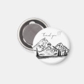 black and white sketch of Mountains Magnet (Vorderseite/Rückseite)
