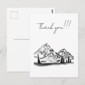 black and white sketch of Mountains Postkarte (Vorne/Hinten)