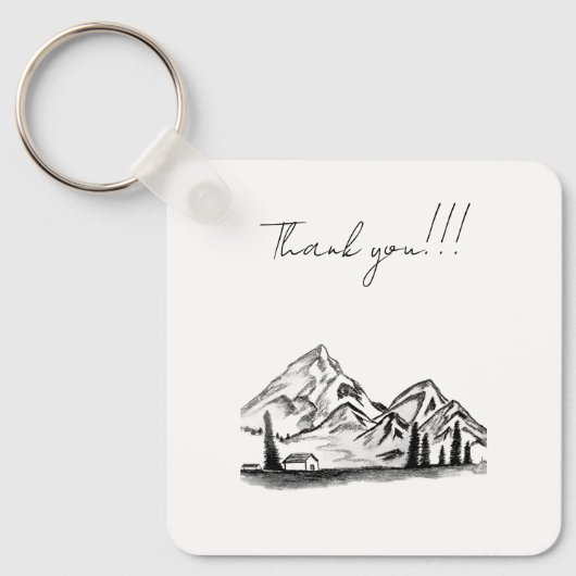 black and white sketch of Mountains Schlüsselanhänger (Vorderseite)