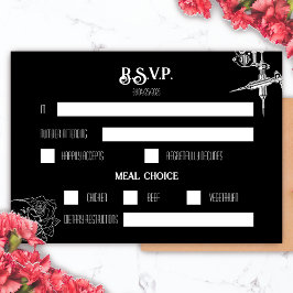 Black and White Skull Tattoo Wedding RSVP