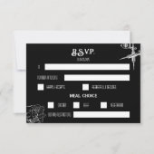 Black and White Skull Tattoo Wedding RSVP Karte (Vorderseite)