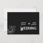 Black and White Skull Tattoo Wedding RSVP Karte (Rückseite)