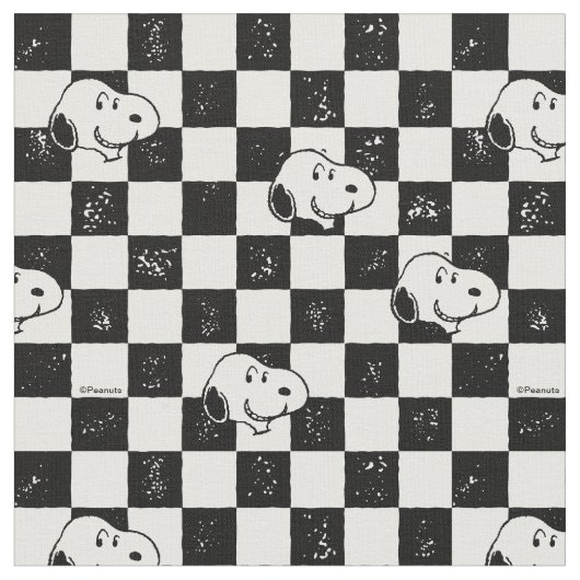 Black and White Snoopy Checkerboard Stoff (Nahaufnahme)