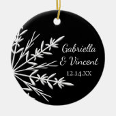 Black and White Snowflake Bridesmaid Vielen Dank Keramikornament (Vorne)