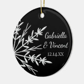 Black and White Snowflake Bridesmaid Vielen Dank Keramikornament (Links)