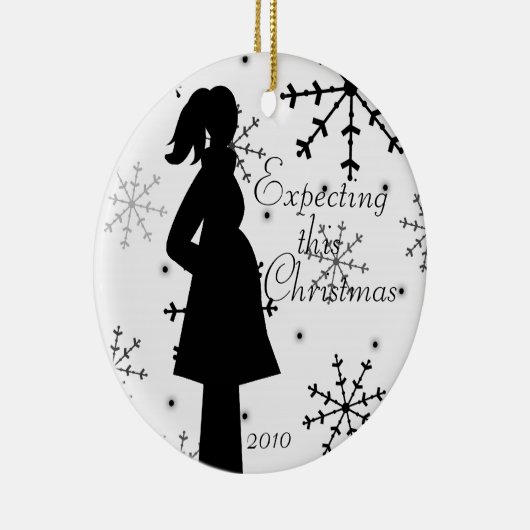 Black and White Snowflake Pregnancy Ornament (Rechts)