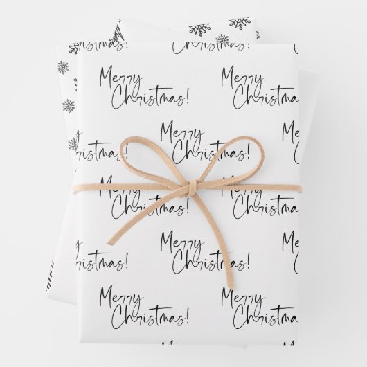 Black and White Snowflake Tree Merry Christmas Geschenkpapier Set (Beispiel)