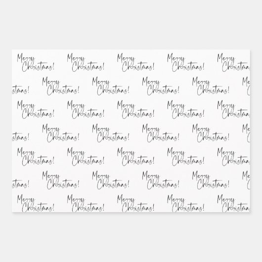 Black and White Snowflake Tree Merry Christmas Geschenkpapier Set (Vorderseite)