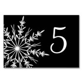 Black and White Snowflakes Winter Table Numbers Tischnummer (Rückseite)