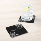 Black and White Snowflakes Winter Wedding Rechteckiger Pappuntersetzer (Vor Ort)