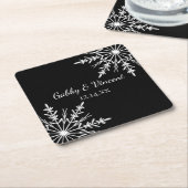 Black and White Snowflakes Winter Wedding Rechteckiger Pappuntersetzer (angewinkelt)