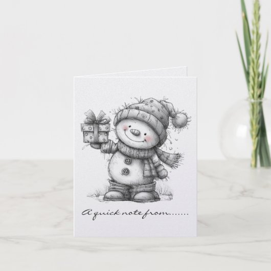 Black and White Snowman and Gift (Vorderseite)