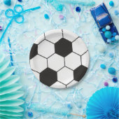Black And White Soccer Ball Geometric Pattern Pappteller (Party)