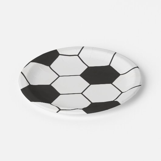 Black And White Soccer Ball Geometric Pattern Pappteller (Schrägansicht)