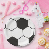 Black And White Soccer Ball Geometric Pattern  Pappteller (Party)