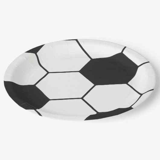 Black And White Soccer Ball Geometric Pattern  Pappteller (Schrägansicht)