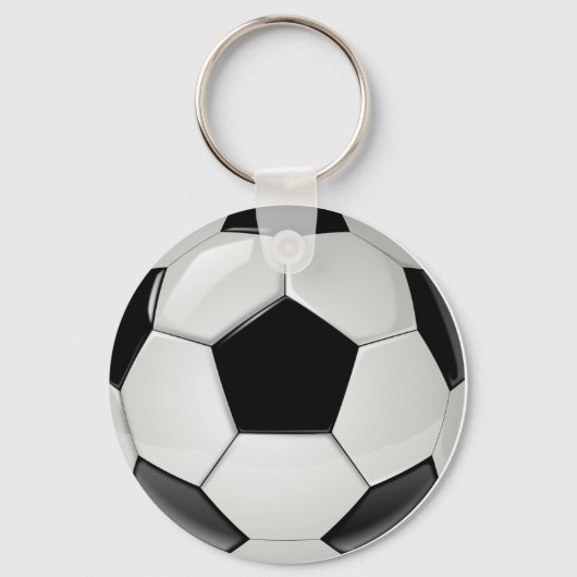 Black and White Soccer Ball Keychain (Keyring) Schlüsselanhänger (Vorderseite)