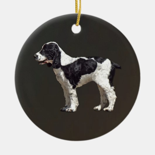 Black and White Spaniel Keramik Ornament (Vorne)