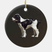 Black and White Spaniel Keramik Ornament (Hinten)