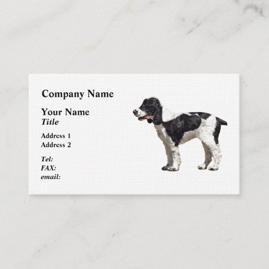 Black and White Spaniel Visitenkarte (Vorderseite)