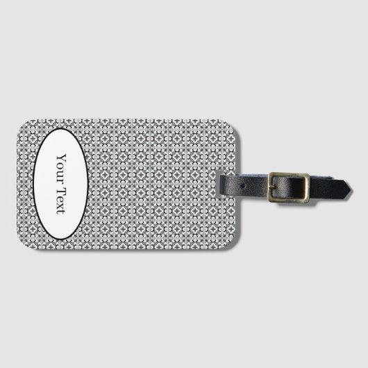 Black and White Spanish Style Tile Gepäckanhänger (Vorderseite (Horizontal))