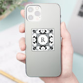 Black and White Spanish Style with Initial Aufkleber (Telefon)