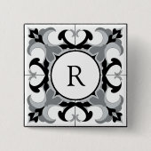Black and White Spanish Style with Initial  Button (Vorderseite)