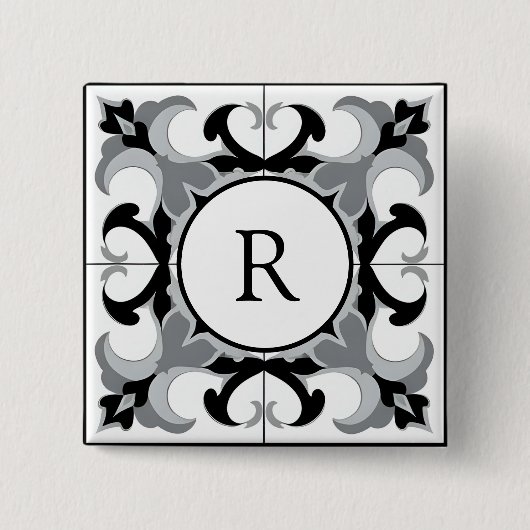 Black and White Spanish Style with Initial Button (Vorderseite)