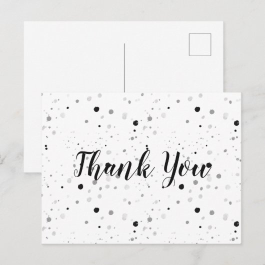 Black and White Speckle Danke Postkarte (Vorne/Hinten)