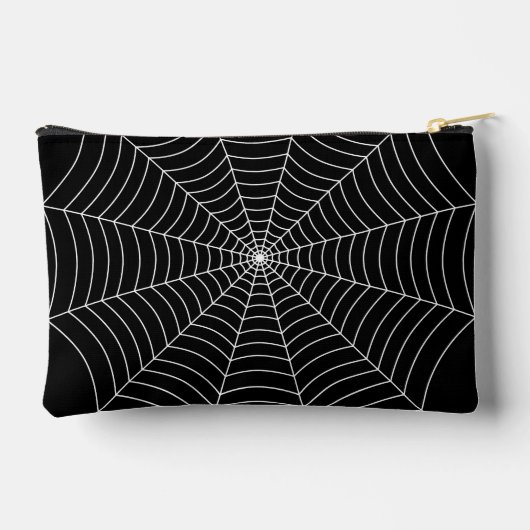 Black and White spider web Halloween pattern Zubehörtasche (Rückseite)