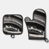 Black and White Spiral Staircase Ofenhandschuh & Topflappen-Set (Vorderseite)