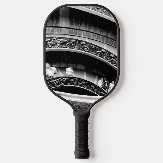 Black and White Spiral Staircase Pickleball Schläger (Vorderseite)