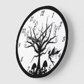 Black and White Spooky Fairy Clock Große Wanduhr (Winkel)